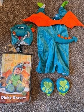 InCharacter Dinky Dragon Kids Halloween Costume - Teal and Orange
